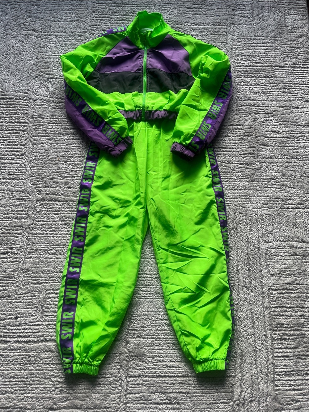 Lolanta | Kids Swir Neon Green & Purple Track Suit, Size 140 (8-9)